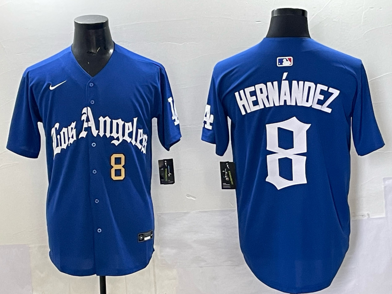 Men Los Angeles Dodgers #8 Hernandez Blue 2025 Nike MLB Jersey style 005->los angeles dodgers->MLB Jersey